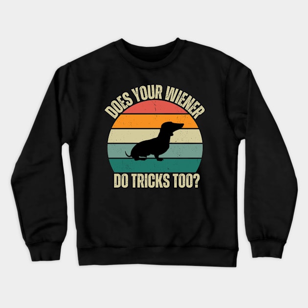 Fun and Unique Wiener Dog Tricks Crewneck Sweatshirt by Hashed Art